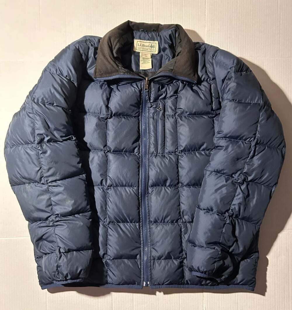 00s L.L. Bean Men's Blue Quilted Goose Down Puffer Jacket Men’s Large Tall